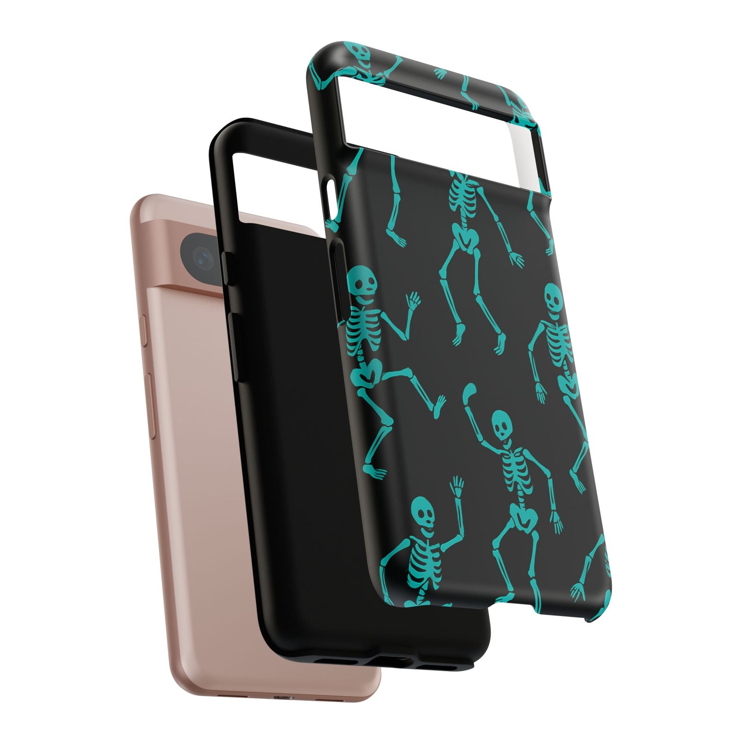 Dancing Teal Skeletons Phone Case | Tough Protective Case for Iphone, Samsung Galaxy and Pixel