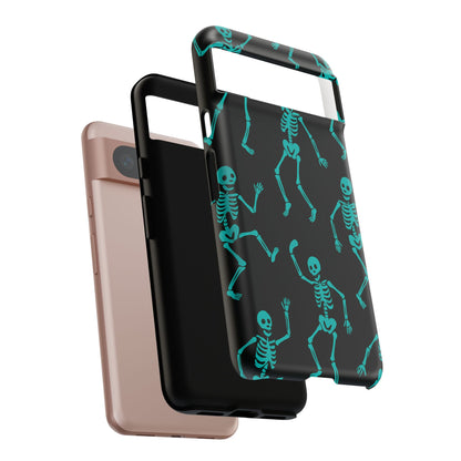 Dancing Teal Skeletons Phone Case | Tough Protective Case for Iphone, Samsung Galaxy and Pixel