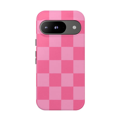 Pink Checkerboard Phone Case | Cute Aesthetic Checkered iPhone & Samsung Tough Case