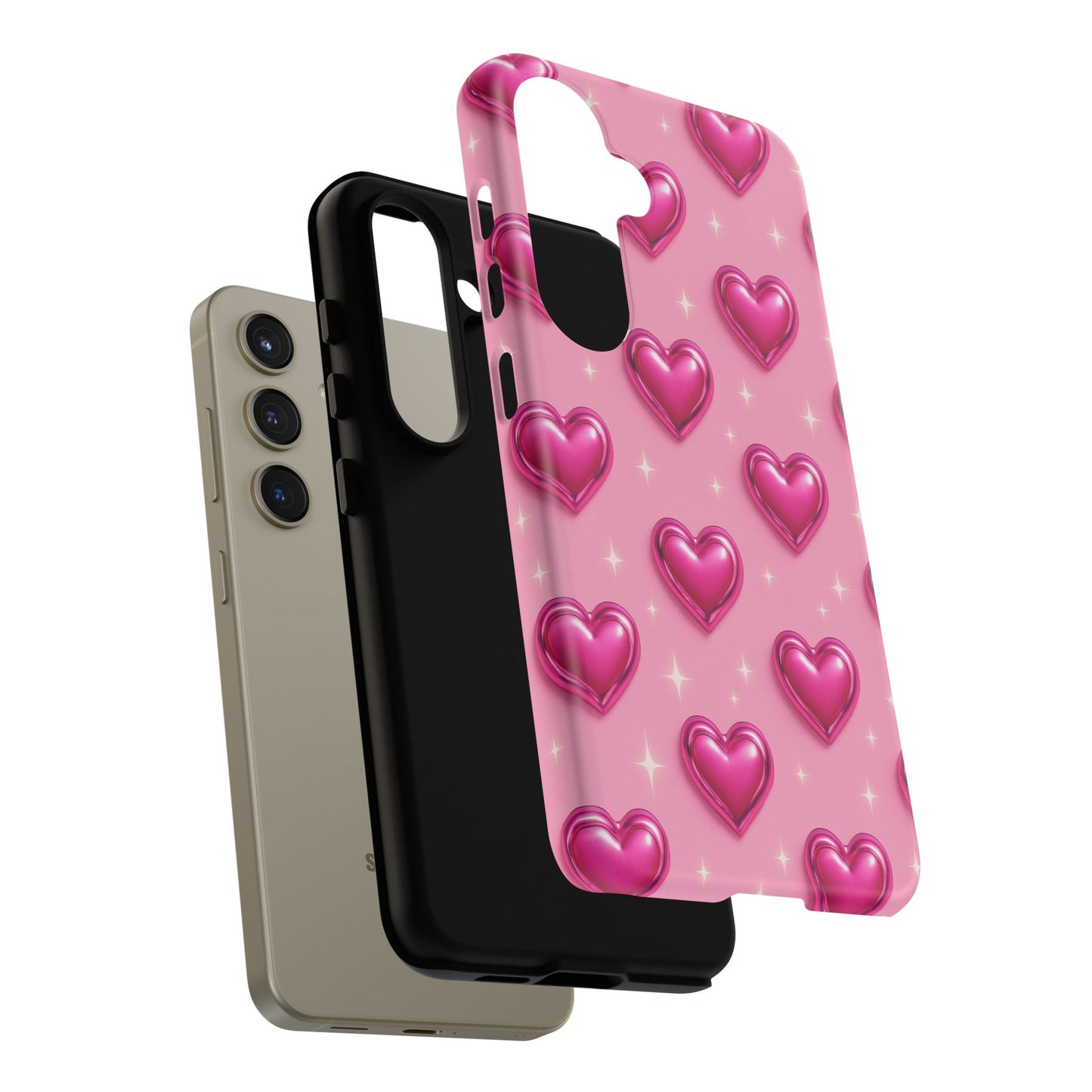 Pink Heart Pattern Phone Case | Tough Protective Case for Iphone, Samsung Galaxy and Pixel