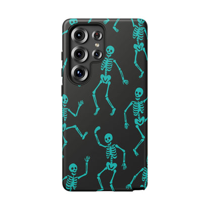 Dancing Teal Skeletons Phone Case | Tough Protective Case for Iphone, Samsung Galaxy and Pixel