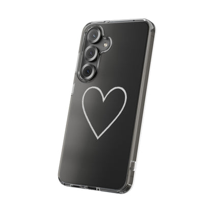 Minimal Hand-Drawn Heart Clear Phone Case | Aesthetic Clear Protective Case