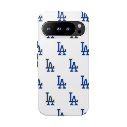 Blue LA Monogram Pattern Phone Case | Minimal Baseball Inspired Tough Cover