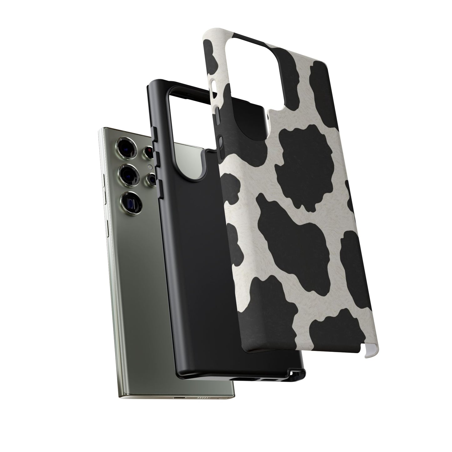 Black & White Cow Print Phone Case | Western Aesthetic iPhone & Samsung Tough Case
