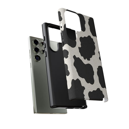 Black & White Cow Print Phone Case | Western Aesthetic iPhone & Samsung Tough Case