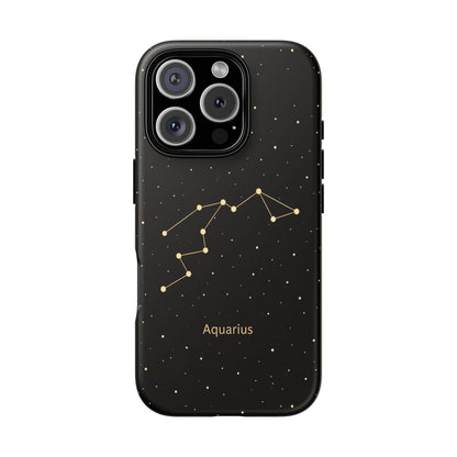 Aquarius Zodiac Constellation Phone Case – Luxe Gold Celestial Cover