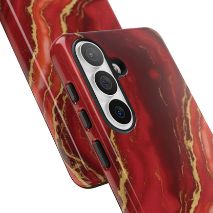 Red Agate Marble Phone Case – Gold Vein Luxury Stone Tough Case (iPhone, Samsung, Pixel)