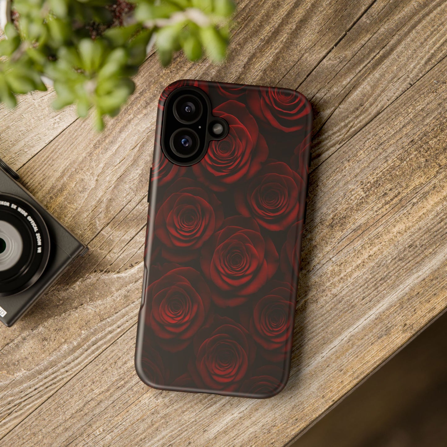 Dark Red Rose Phone Case – Gothic Floral Tough Case (iPhone, Samsung, Pixel)
