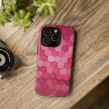Hot Pink Hexagon Phone Case | Honeycomb Geometric Aesthetic | Cute Pink iPhone & Samsung Tough Protective Case