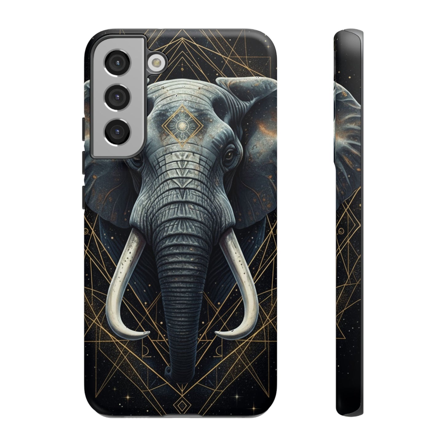 Elephant Mandala Phone Case – Black and Gold Spiritual Elephant Tough Protective Case