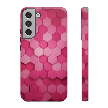 Hot Pink Hexagon Phone Case | Honeycomb Geometric Aesthetic | Cute Pink iPhone & Samsung Tough Protective Case