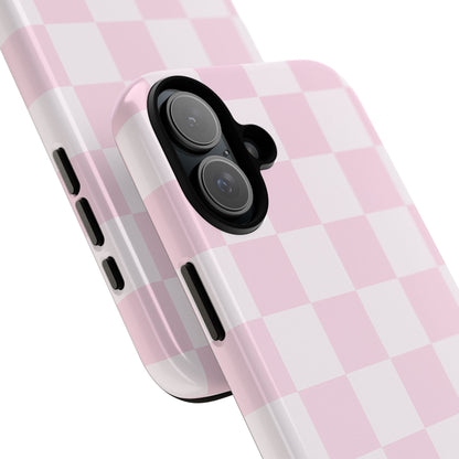 Pink Checkerboard Phone Case | Aesthetic Tough Protective Case
