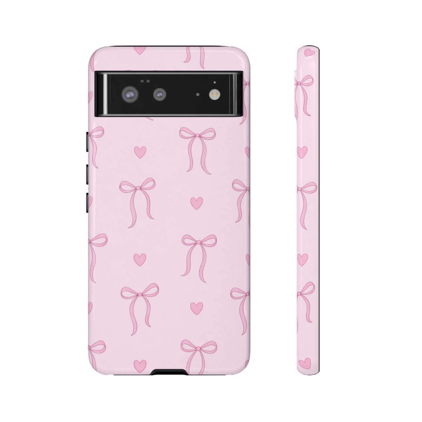 Pink Bow Heart Aesthetic Phone Case – Coquette Cute Tough Cover