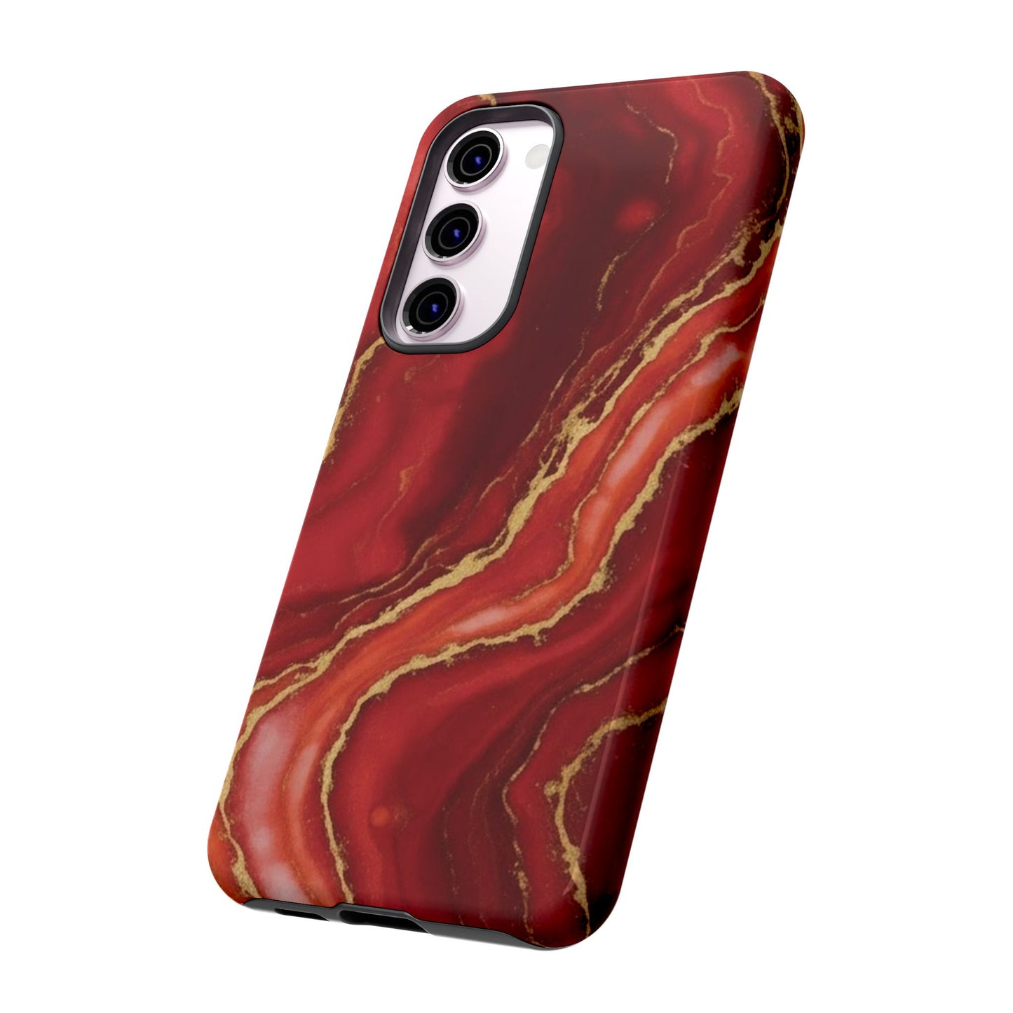 Red Agate Marble Phone Case – Gold Vein Luxury Stone Tough Case (iPhone, Samsung, Pixel)