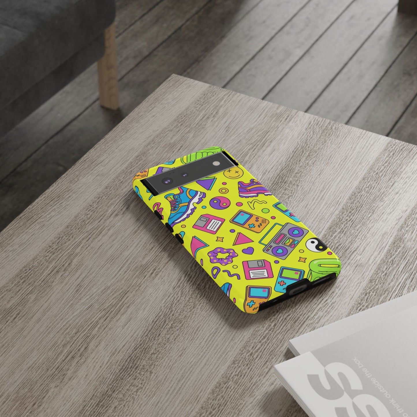 90s Retro Neon Phone Case – Y2K Nostalgia Colorful Icons Tough Protective Case