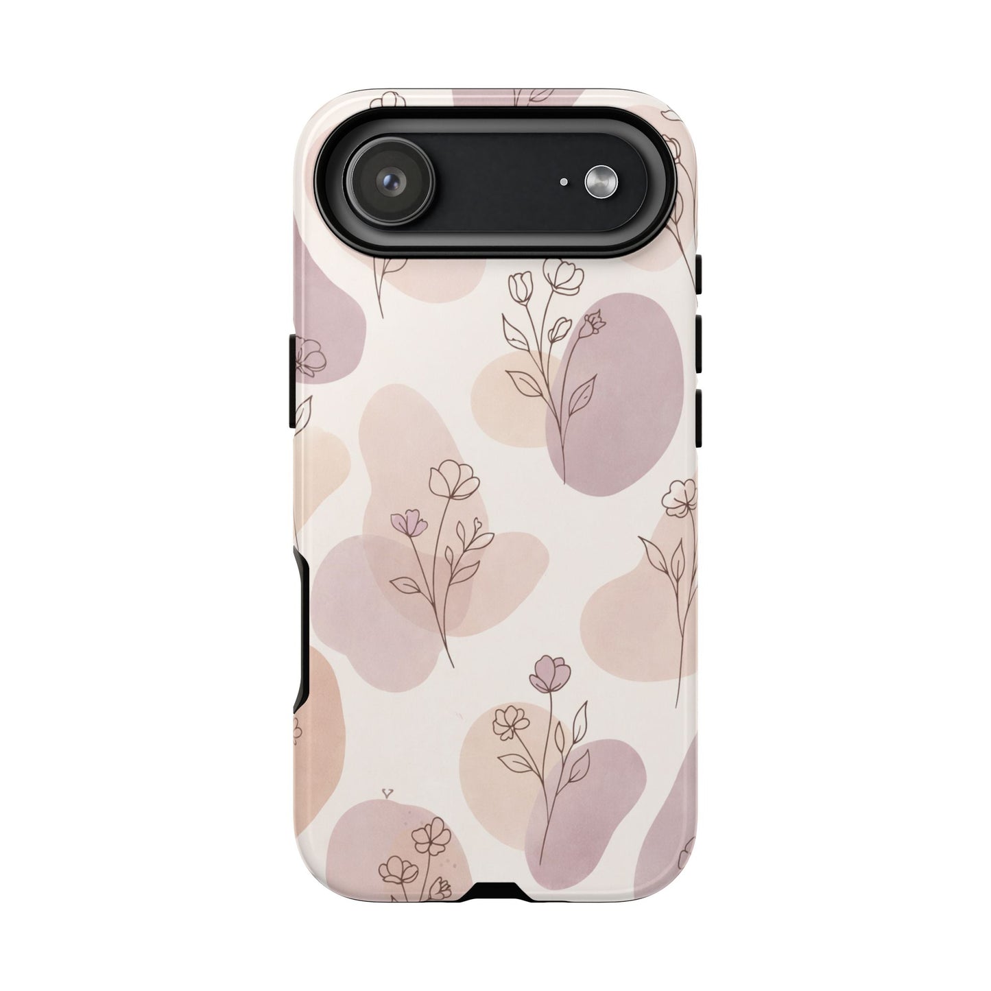 Blush Floral Phone Case Neutral Botanical Watercolor Tough Cover