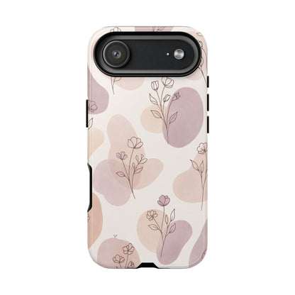 Blush Floral Phone Case Neutral Botanical Watercolor Tough Cover