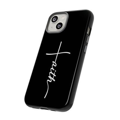 Faith Cross Phone Case, Christian Aesthetic Minimalist Black Matte Case, Religious Gift iPhone Samsung Cover