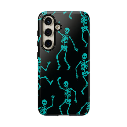 Dancing Teal Skeletons Phone Case | Tough Protective Case for Iphone, Samsung Galaxy and Pixel
