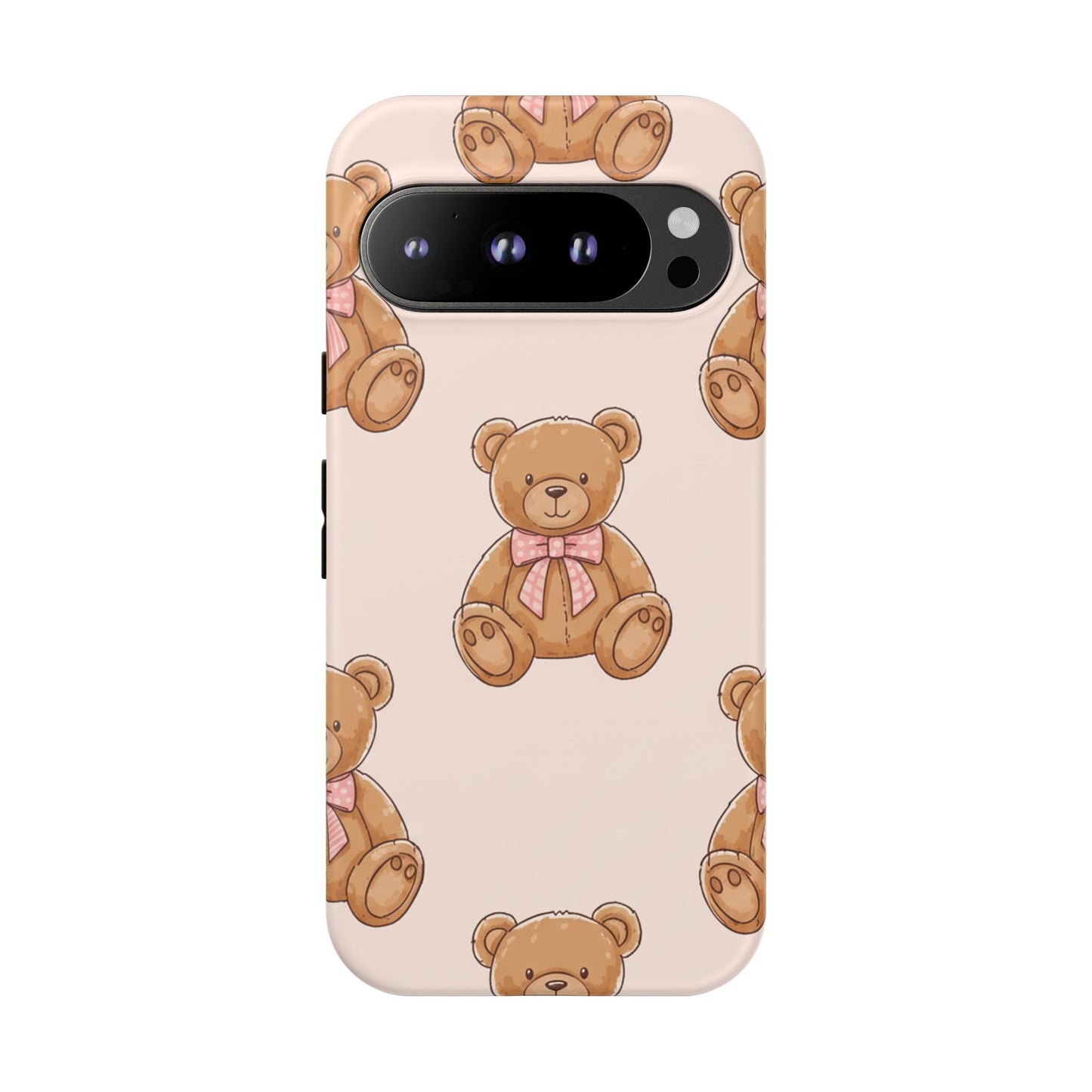 Teddy Bear Phone Case | Cute Coquette Aesthetic Pink Bear Pattern Case | Kawaii Soft Girl iPhone & Samsung Tough Protective Case