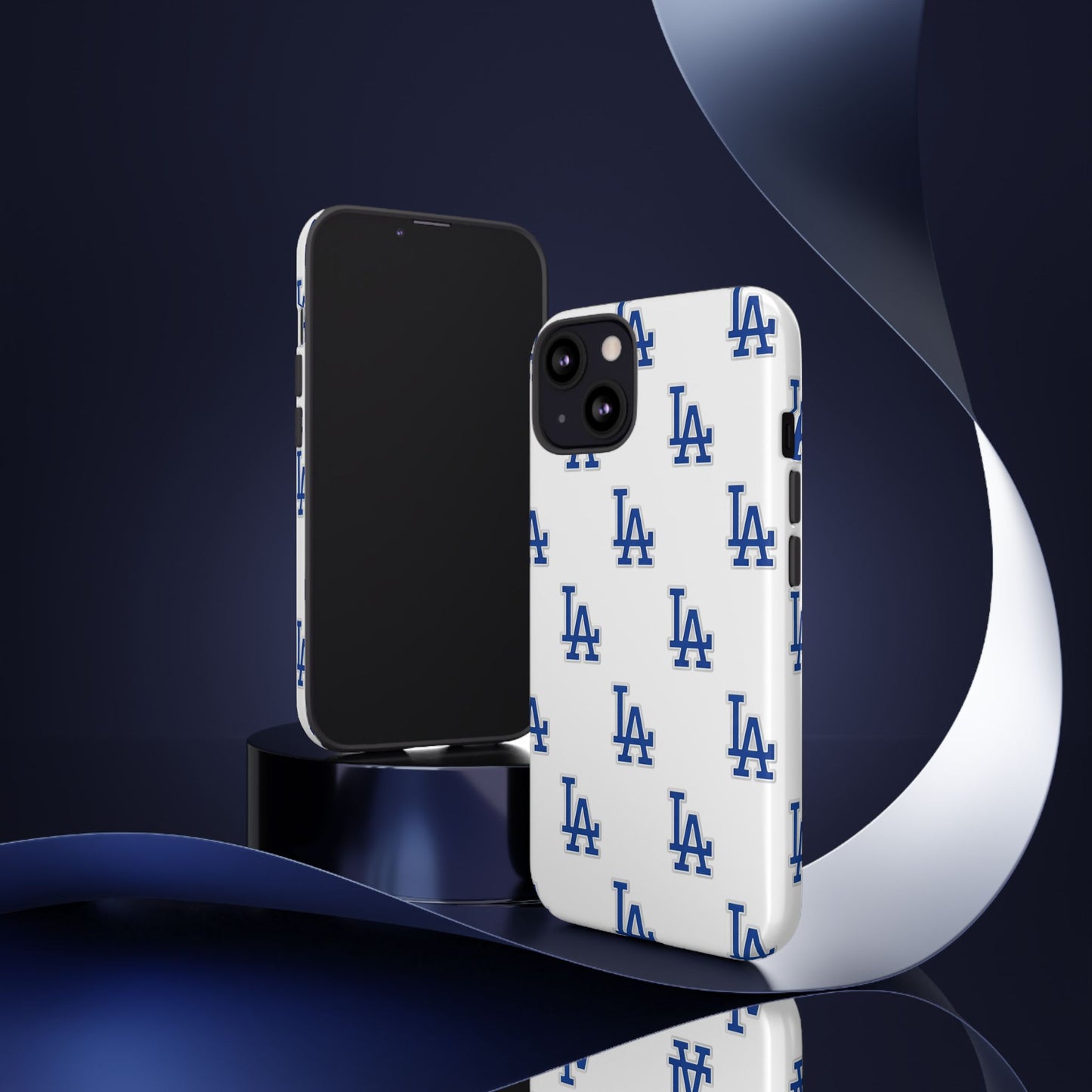 Blue LA Monogram Pattern Phone Case | Minimal Baseball Inspired Tough Cover