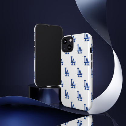 Blue LA Monogram Pattern Phone Case | Minimal Baseball Inspired Tough Cover