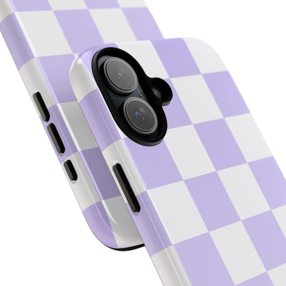 Lavender Checkerboard Phone Case | Pastel Aesthetic Checkered iPhone & Samsung Tough Case