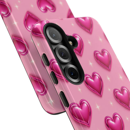 Pink Heart Pattern Phone Case | Tough Protective Case for Iphone, Samsung Galaxy and Pixel