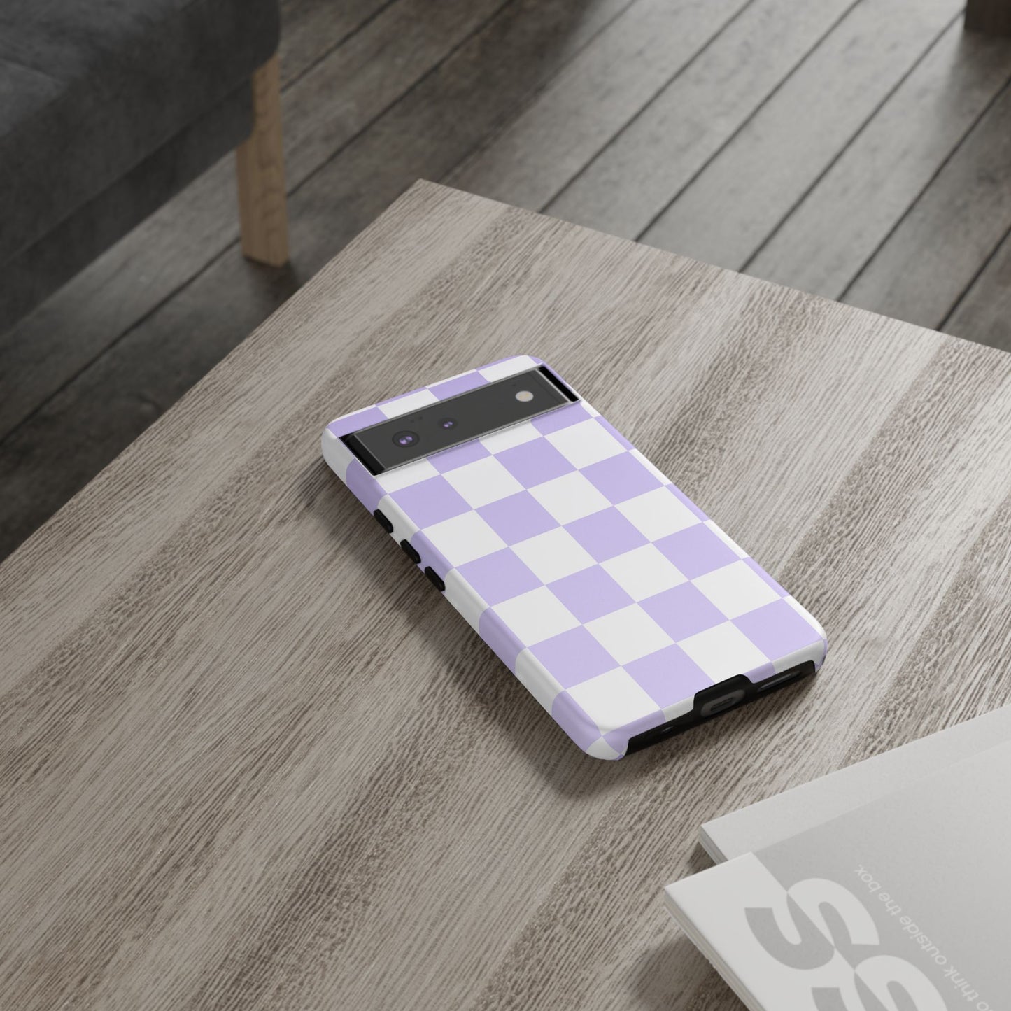 Lavender Checkerboard Phone Case | Pastel Aesthetic Checkered iPhone & Samsung Tough Case