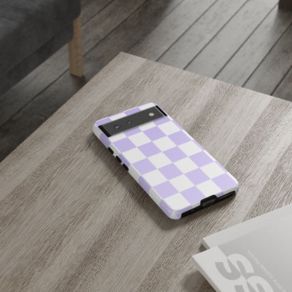 Lavender Checkerboard Phone Case | Pastel Aesthetic Checkered iPhone & Samsung Tough Case