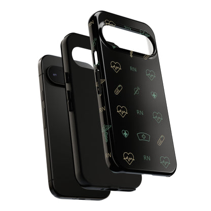 RN Nurse Phone Case – Minimal Medical Icon Pattern Healthcare Worker Tough Case