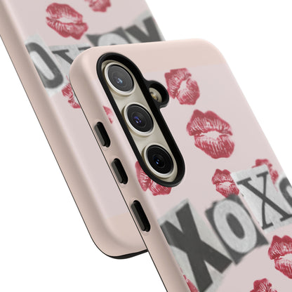 XOXO Kiss Print Phone Case | Coquette Valentine Aesthetic | Cute Pink Lipstick Kiss Tough Case for iPhone & Samsung