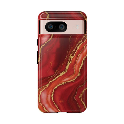 Red Agate Marble Phone Case – Gold Vein Luxury Stone Tough Case (iPhone, Samsung, Pixel)