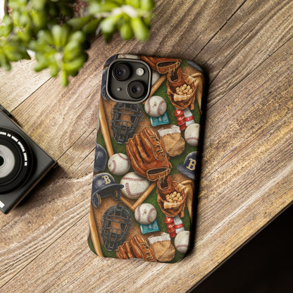Baseball Gear Collage Phone Case – Vintage Baseball Equipment Sports Tough Case