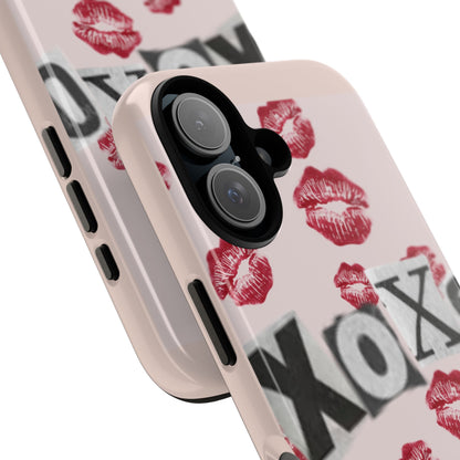 XOXO Kiss Print Phone Case | Coquette Valentine Aesthetic | Cute Pink Lipstick Kiss Tough Case for iPhone & Samsung