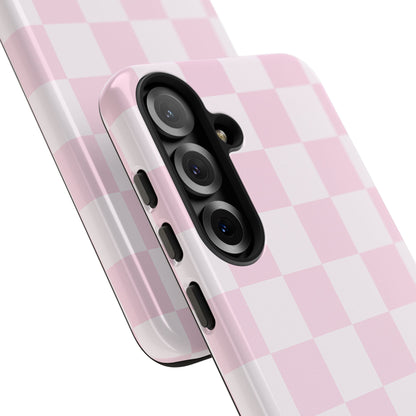 Pink Checkerboard Phone Case | Aesthetic Tough Protective Case