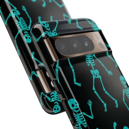 Dancing Teal Skeletons Phone Case | Tough Protective Case for Iphone, Samsung Galaxy and Pixel