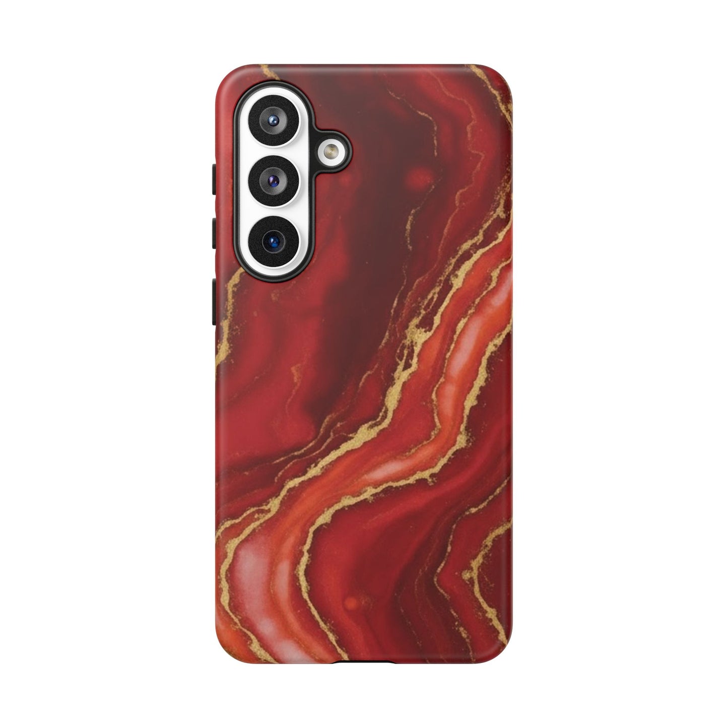 Red Agate Marble Phone Case – Gold Vein Luxury Stone Tough Case (iPhone, Samsung, Pixel)