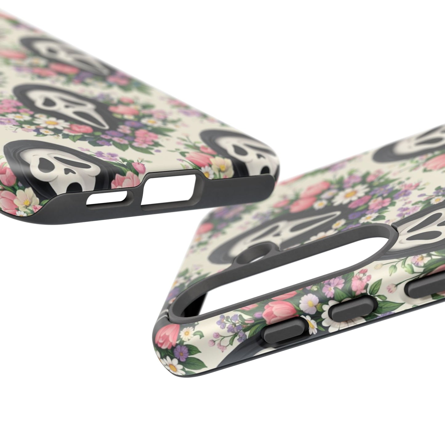 Floral Ghost Face Aesthetic Phone Case – Cute Spooky Tough Cover