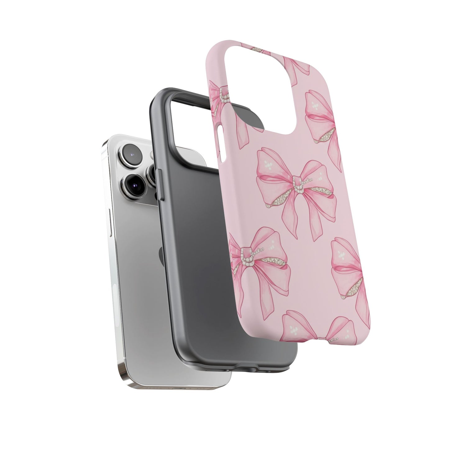 Pink Bow Pattern Phone Case | Coquette Aesthetic Tough Protective Case