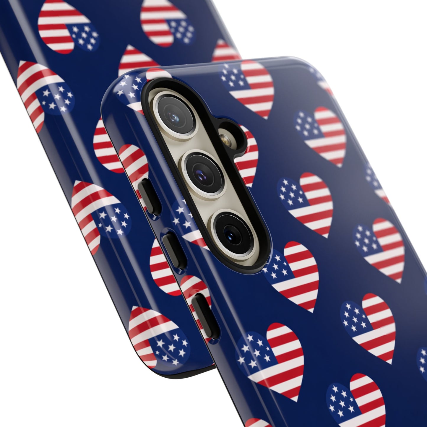 Patriotic American Flag Heart Phone Case – Tough Shockproof, USA Stars & Stripes for Iphone, Samsung Galaxy and Pixel