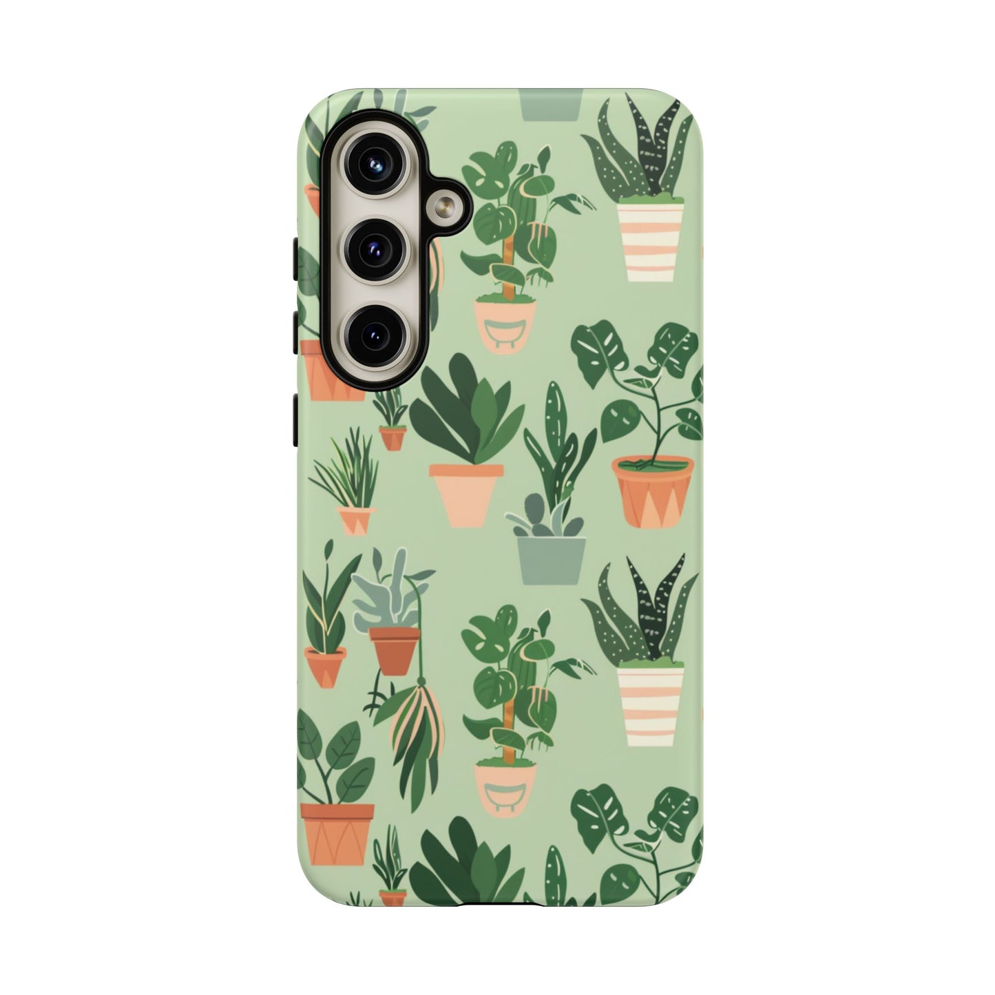 Plant Lover Phone Case | Cute Potted Plants Pattern | Botanical Aesthetic Tough Case