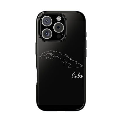 Cuba Outline Phone Case – Minimal Country Map Tough Case (iPhone, Samsung, Pixel)