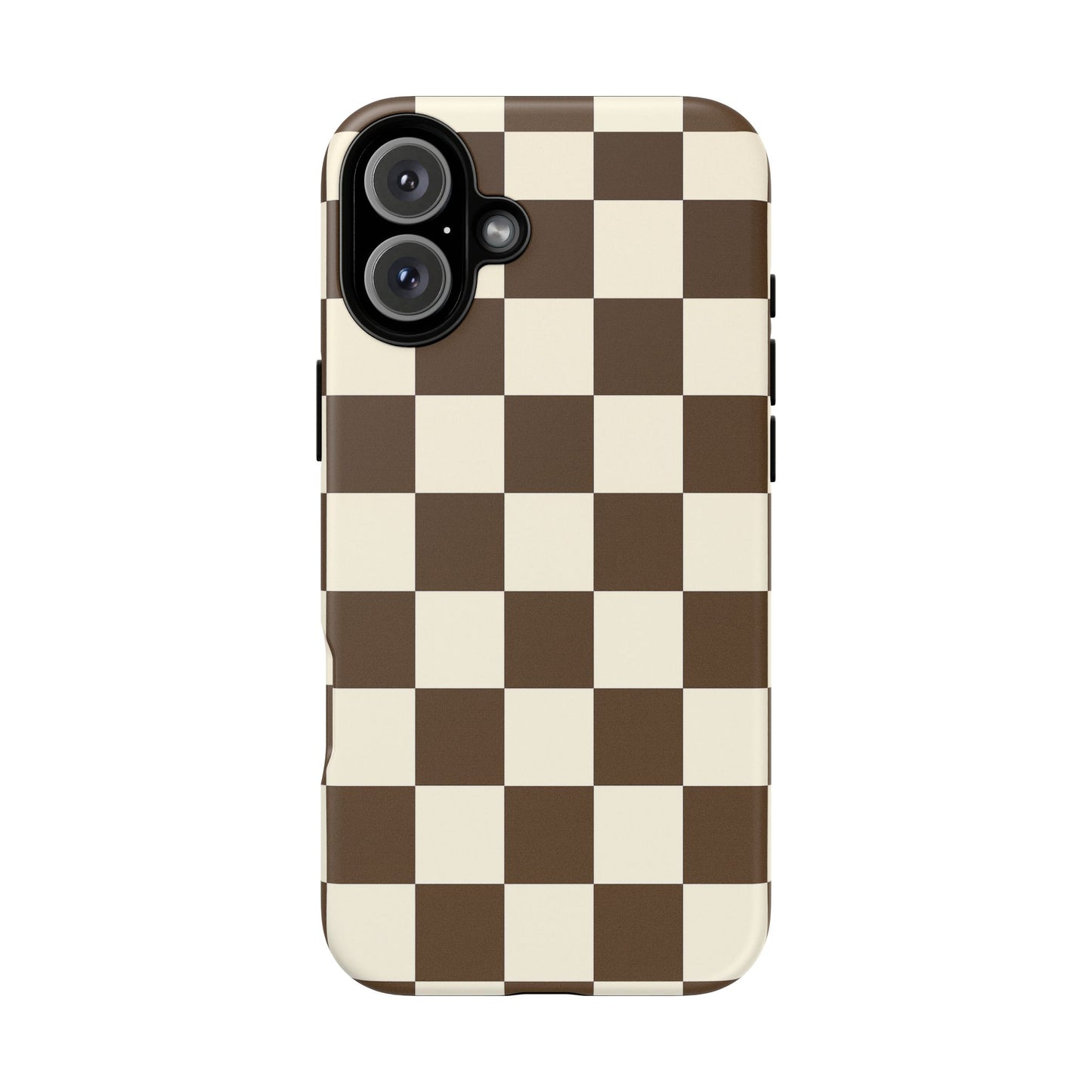 Mocha Checkerboard Phone Case | Neutral Aesthetic Checkered iPhone & Samsung Tough Case