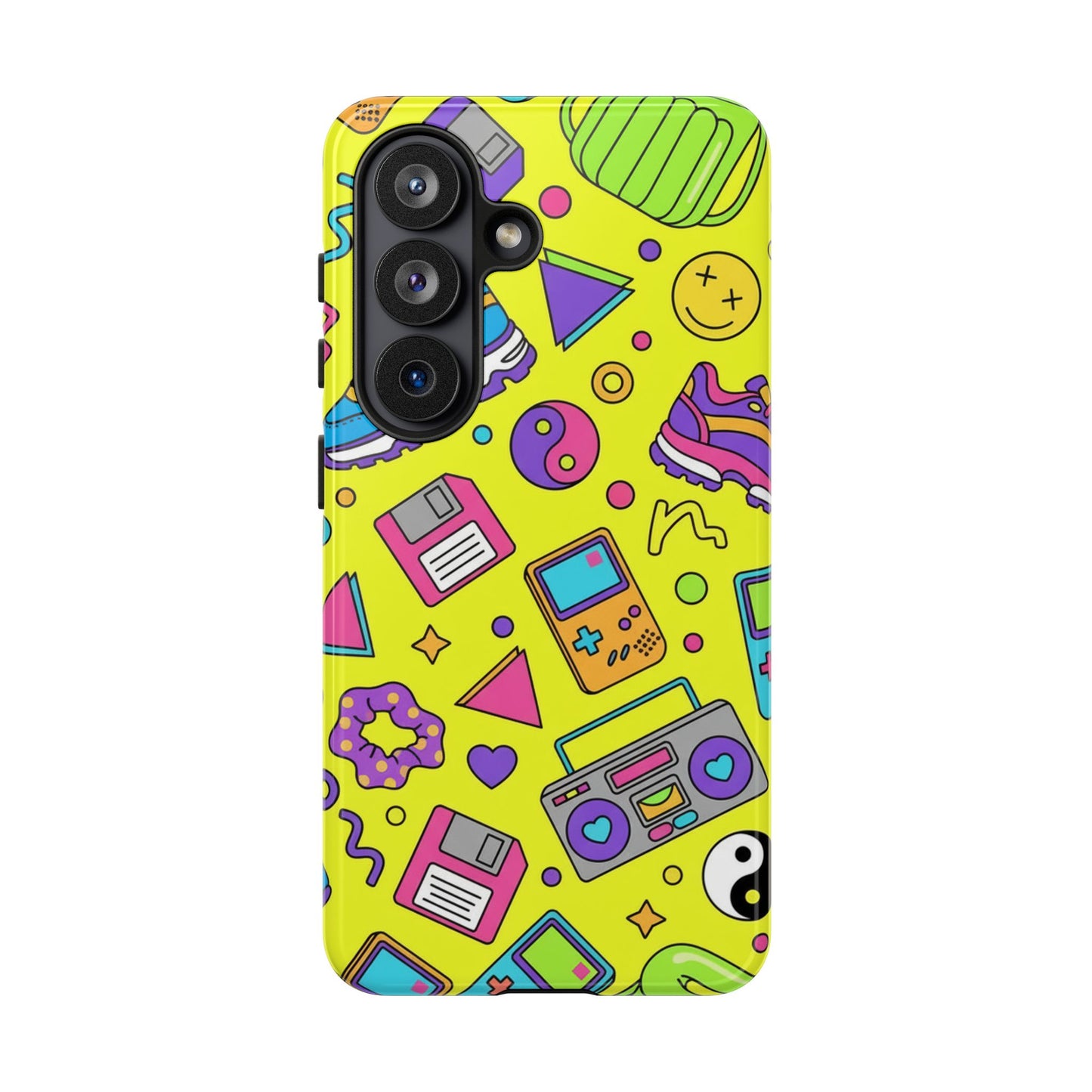 90s Retro Neon Phone Case – Y2K Nostalgia Colorful Icons Tough Protective Case