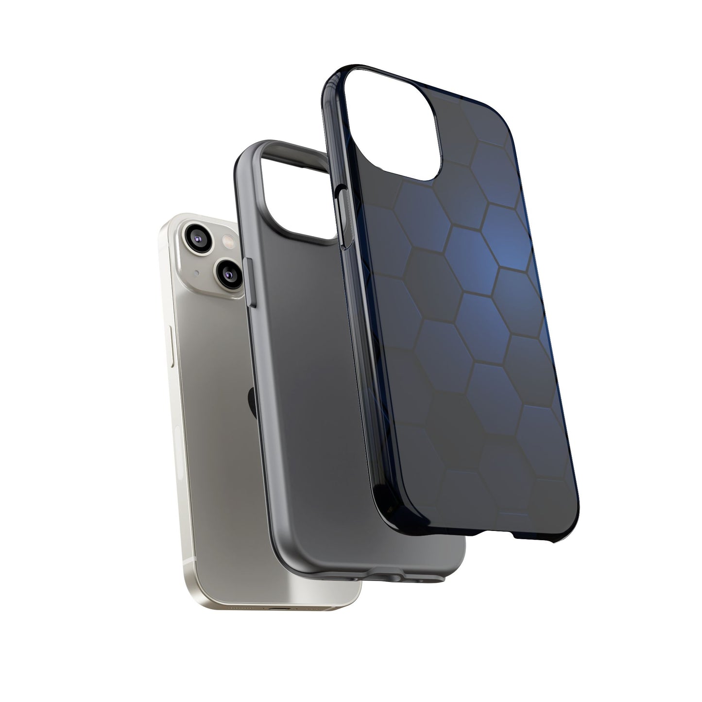 Blue Hexagon Gradient Phone Case | Honeycomb Geometric Tech Aesthetic | Minimalist Tough Case for iPhone & Samsung