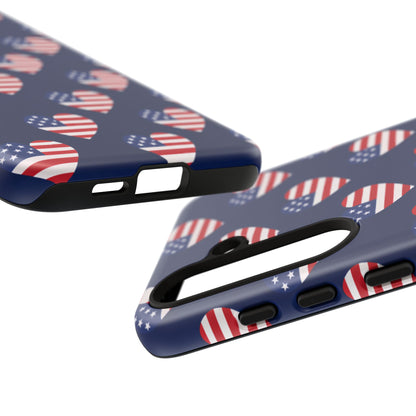 Patriotic American Flag Heart Phone Case – Tough Shockproof, USA Stars & Stripes for Iphone, Samsung Galaxy and Pixel