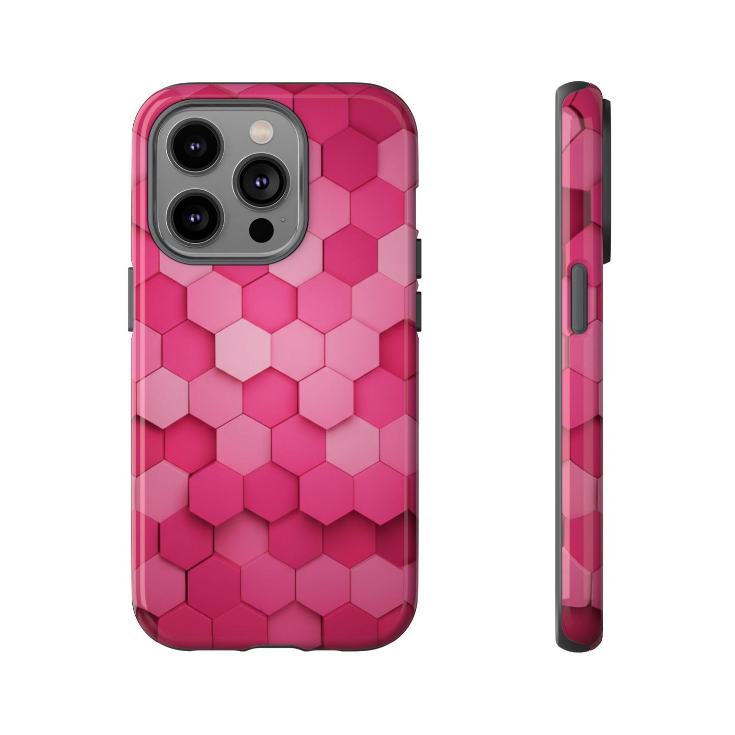 Hot Pink Hexagon Phone Case | Honeycomb Geometric Aesthetic | Cute Pink iPhone & Samsung Tough Protective Case