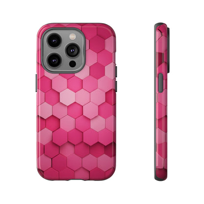 Hot Pink Hexagon Phone Case | Honeycomb Geometric Aesthetic | Cute Pink iPhone & Samsung Tough Protective Case