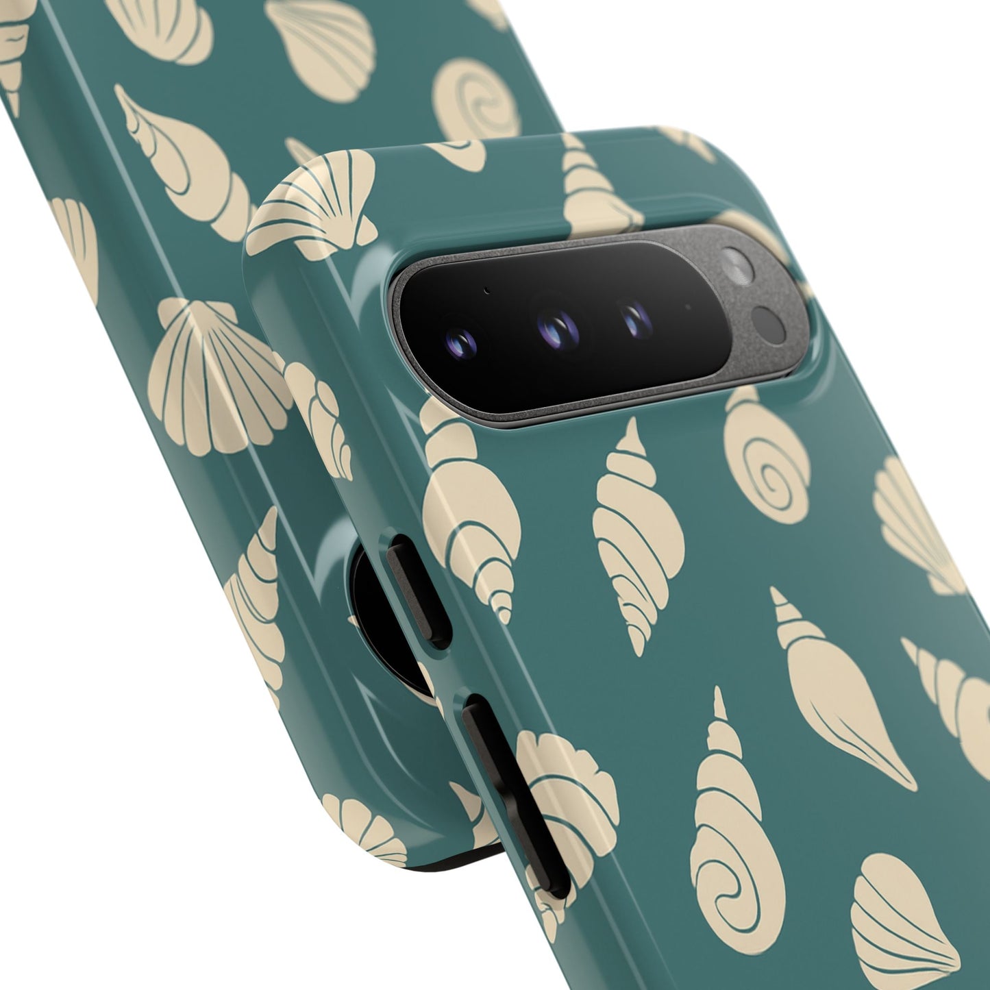 Seashell Pattern Phone Case | Teal Coastal Shells Tough Case for Iphone, Samsung Galaxy and Pixel